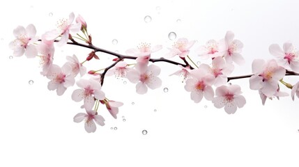 A single cherry blossom, its delicate petals falling gently like snowflakes.