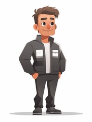 Obraz premium IT Specialist male wearing IT specialist uniform, Full body character, vector illustration, Clip art, technology, isolated on white background 