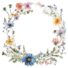 Fototapeta premium PNG Wildflower frame art embroidery graphics.