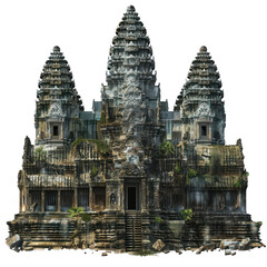 Naklejka premium Intricate ancient temple complex with transparent background, suitable for diverse design uses