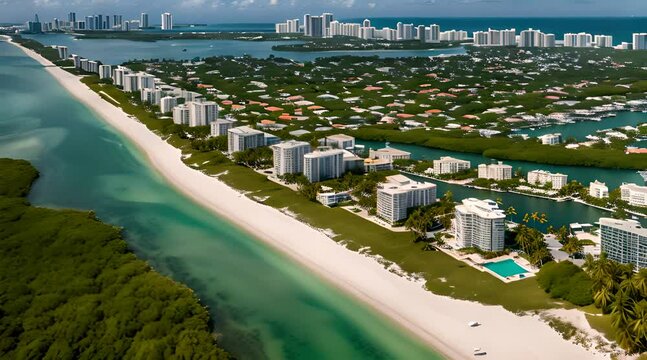 Aerial View of Allison Island, Normandy Isle, Miami Beach, Florida, USA