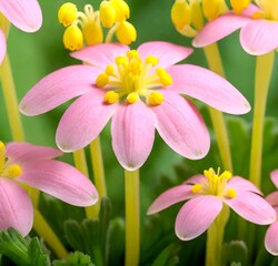 Fototapeta premium pink and yellow flowers, blossom, garden, spring, lily, beauty, bloom, flowers, flora, petal, floral, frangipani, beautiful, white