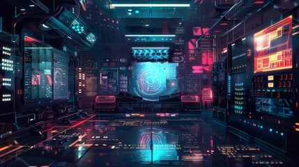 Graphic design background of tech scene