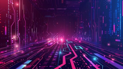 Obraz premium Graphic design background of tech scene