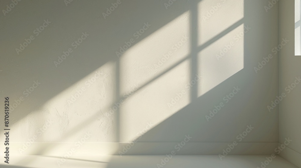 Aufkleber a subtle interplay of light and shadow on a white wall, with an angled shadow from a forgotten objec