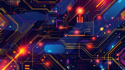 Fototapeta premium Graphic design background of tech scene