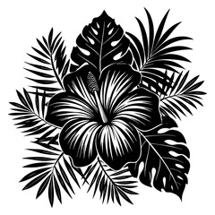 hibiscus silhouette vector © mdjobayerhosen