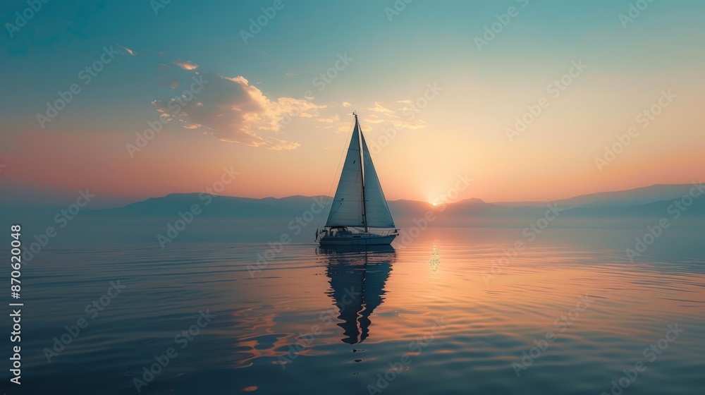 Poster Sailing on calm waters, one finds solace in the gentle rhythm of the waves.