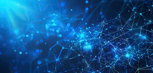 Abstract Digital Network with Blue Glowing Lines