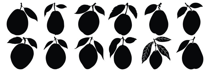 Pear silhouette set vector design big pack of illustration and icon