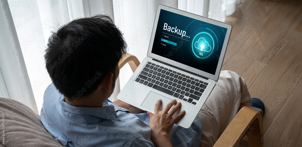 Poster backup storage data internet technology business concept. database storage cloud technology file dat