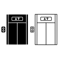 Elevator outline icon. Lift sign in the lobby or building. Vector illustration.