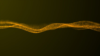 Abstract futuristic technology a yellow dot wave on a yellow background. a digital, dynamic wave of particles. Abstract white futuristic background. Big data visualization