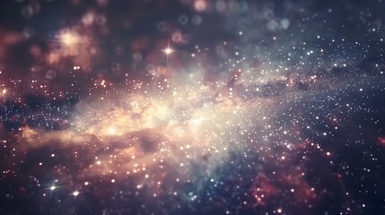 Obraz premium Captivating Celestial Tapestry:Luminous Milky Way Galaxy Scene with Shimmering Stellar Clusters and Ethereal Nebulae