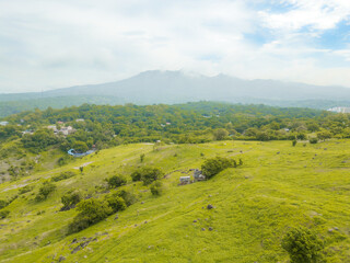 Fototapeta premium landscape with green hills and blue sky