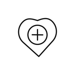 Heart plus logo sign vector outline