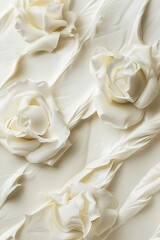 Creamy white oil paint rose shapes with soft texture and light