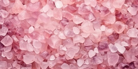 Fototapeta premium Pink Quartz Crystals Close-Up, Pink mauve bath crystals background