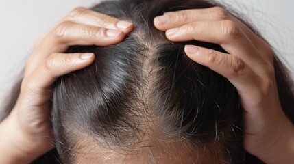 Fototapeta premium Close Up of Woman's Hair Loss