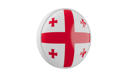 Obraz premium Georgia, georgian Circle flag icon . Transparent backgound. 3d rendered with alpha channel. Round shape. 