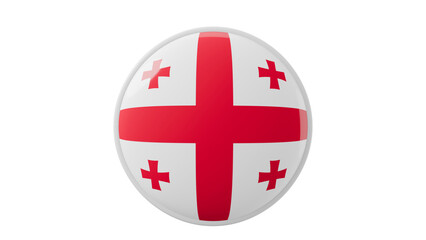 Obraz premium Georgia, georgian Circle flag icon . Transparent backgound. 3d rendered with alpha channel. Round shape. 