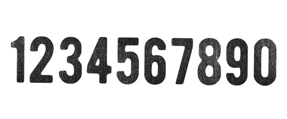 Hand drawn set of line numbers for children cartoon style collection or baby background. Set of numbers from zero to nine isolated on white background. Vector illustration.