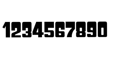Simple vector illustration in doodle style. A set of numbers with a black outline.