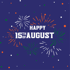 15th August Celebration Fireworks Vector - Festive Night Sky, Elevate designs with this vector featuring four vibrant brush strokes