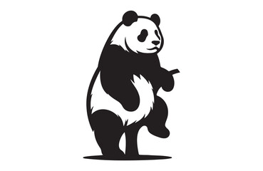 A Panda of silhouette vector  illustration in white background