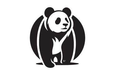 Fototapeta premium A Panda of silhouette vector illustration in white background