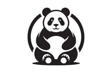 Fototapeta premium A Panda of silhouette vector illustration in white background