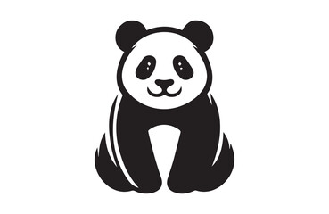 A Panda of silhouette vector  illustration in white background