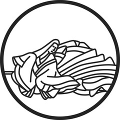 線画円形シンプル百人一首　紫式部