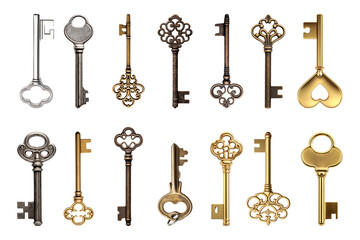 Vintage key png cut out set