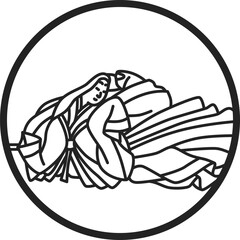 線画円形シンプル百人一首　大弐三位