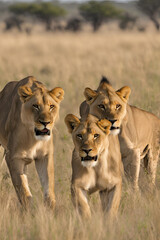 Fototapeta premium lion and lioness in serengeti