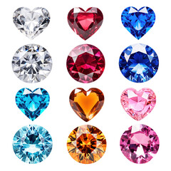 Fototapeta premium Gemstone jewelry diamond png element set, transparent background