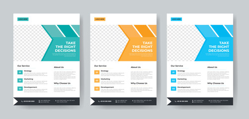 Corporate Business Flyer  template layout 3 color design concept in the template.
