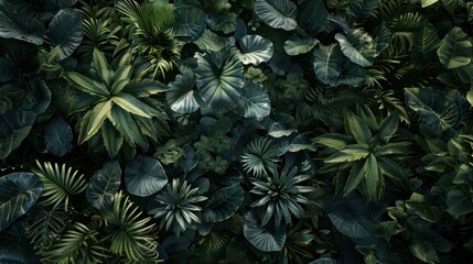 Tropical Rainforest Foliage, Lush Green Canopy