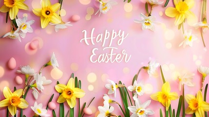 happy Easter background with little decoration on the side border with abstract color eggs on the background with golden eggs hanging podium like structure abstract festival background with empty copy