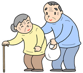 介護のイラスト - 老老介護・老老看護・高齢者介護・老夫婦