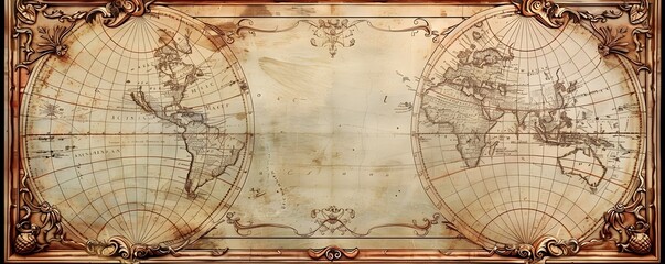Antique Map Frame Motif for Travel Enthusiast s Gallery Wall
