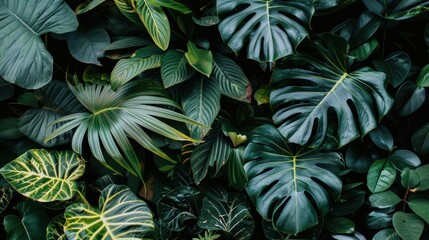 Naklejka premium Tropical Green Foliage Wall