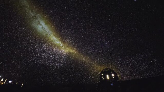 Immersive planetarium installation showcasing a stunning view of the Milky Way galaxy. Experience the night sky indoors with this detailed and captivating display of stars and celestial wonders