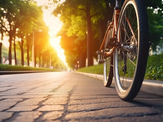 Obraz premium cyclist riding bicycle on road, bike riding, cycle riding, cycling, Traveling by high-performance sport bicycles. Sports and healthy lifestyle