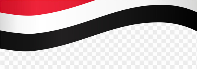 Fototapeta premium Yemen flag wave isolated on png or transparent background vector illustration. 