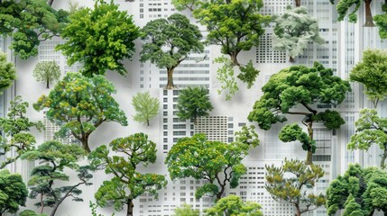 Fototapeta premium Urban Greenery: A Cityscape of Trees and Buildings