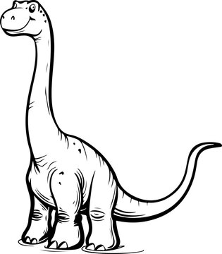 black and white cartoon brachiosaurus clip art preview