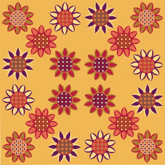 ornamental ethnic floral pattern in a vintage color palette