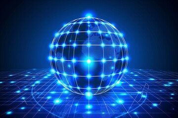 Obraz premium Abstract Digital Blue Glowing Globe with Grid Background